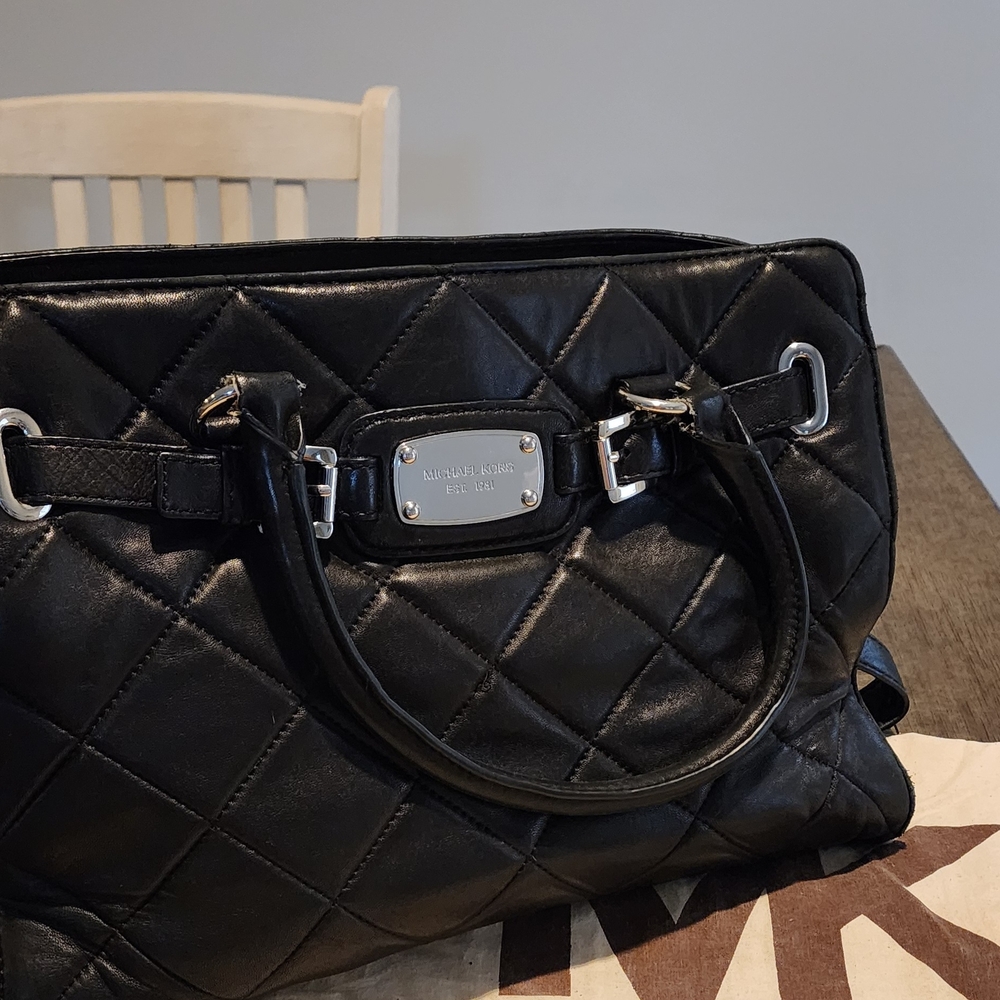 Michael Kors Black Quilted Leather Satchel